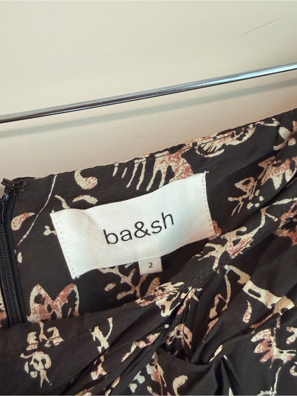 ba&sh Black Midi Skirt with Blush Paisley Print - Picture 5 of 6